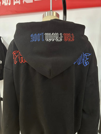 Far From Love Oversized Tech Fleece Hooded Jacket